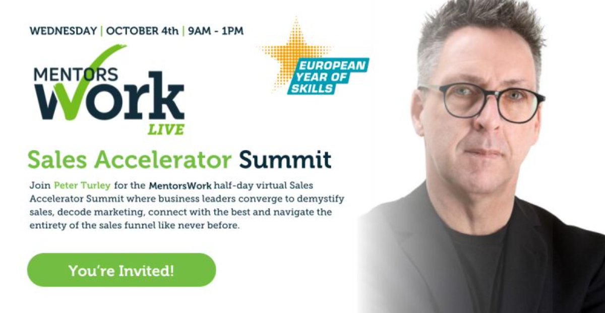 Looking to find better clients or get more sales right now, then don't miss Wednesday's MentorsWork Sales Acceleration Summit, where we'll show you exactly how it's done.....

Get your name down here... lnkd.in/dzMd7uAn

@mentorswork <a href="/SkillnetIreland/">Skillnet Ireland</a> <a href="/SFA_Irl/">Small Firms Association</a> <a href="/ibec_irl/">Ibec</a>
