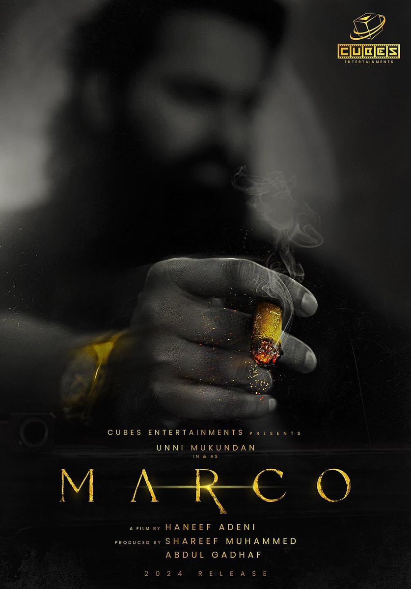 Here is the first look motion poster #Marco All the best to Unni Mukundan #HaneefAdeni #CubesEntertainment #ShareefMuhammed #AbdulGadhaf #vipinkumar #unnimukundan and the entire team of #Marco 😊👍🏼 #shanabazalshameer