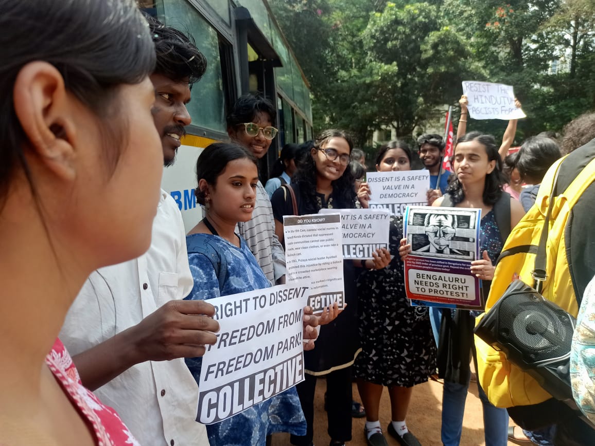 CollectiveBlore's tweet photo. Karnataka Police observes Gandhi Jayanti by forcefully attacking peaceful voices! #StopSilencingBengaluru #ProtestWithFreedom
Civil Disobedience against injustice is our right and we shall have it! https://t.co/SJrUuC1Zdc