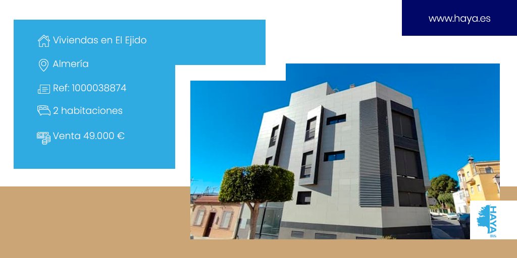 ⭐Viviendas en venta en Calle Valencia 
📍 El Ejido, Almería
🚪 2 habitaciones
🛁 1 baño
No te lo pierdas en haya.es/promocion-obra…