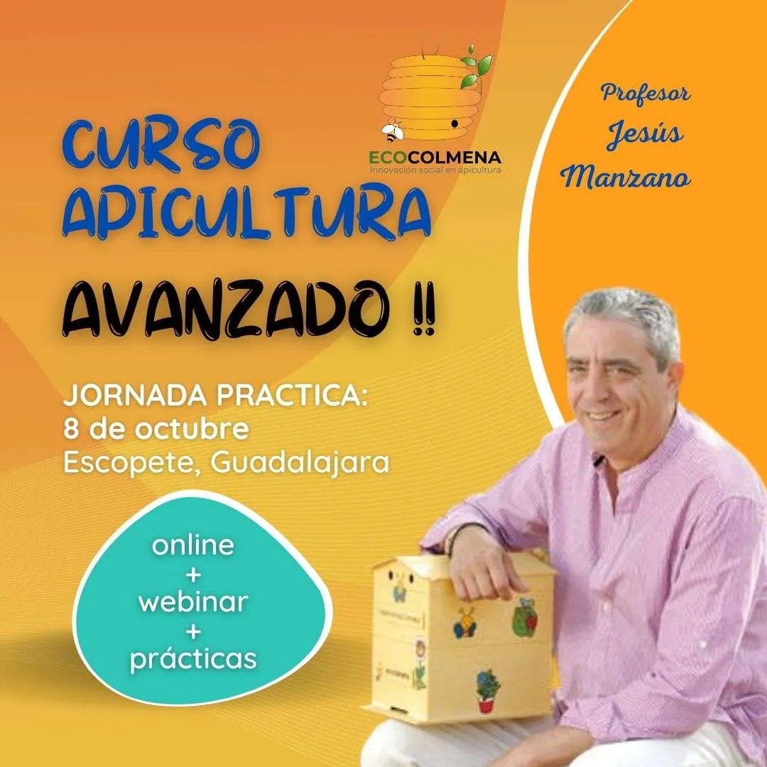 Curso de Apicultura AVANZADO. Aprenderás técnicas 0% MORTALIDAD. 1 día intenso 100% prácticas y después 12 horas online + webinar. Con certificado de 20 horas (si apruebas) para subvenciones. Información en ecocolmena.org/events/curso-a…