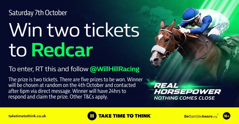 WillHillRacing's tweet photo. Fancy winning two tickets to Redcar this Saturday? 👀

Here's how...

🔄 RT this post
✅ Follow @WillHillRacing

𝐒𝐈𝐌𝐏𝐋𝐄!

Terms - https://t.co/kGo04Iku6v https://t.co/YvQ3WXesRF