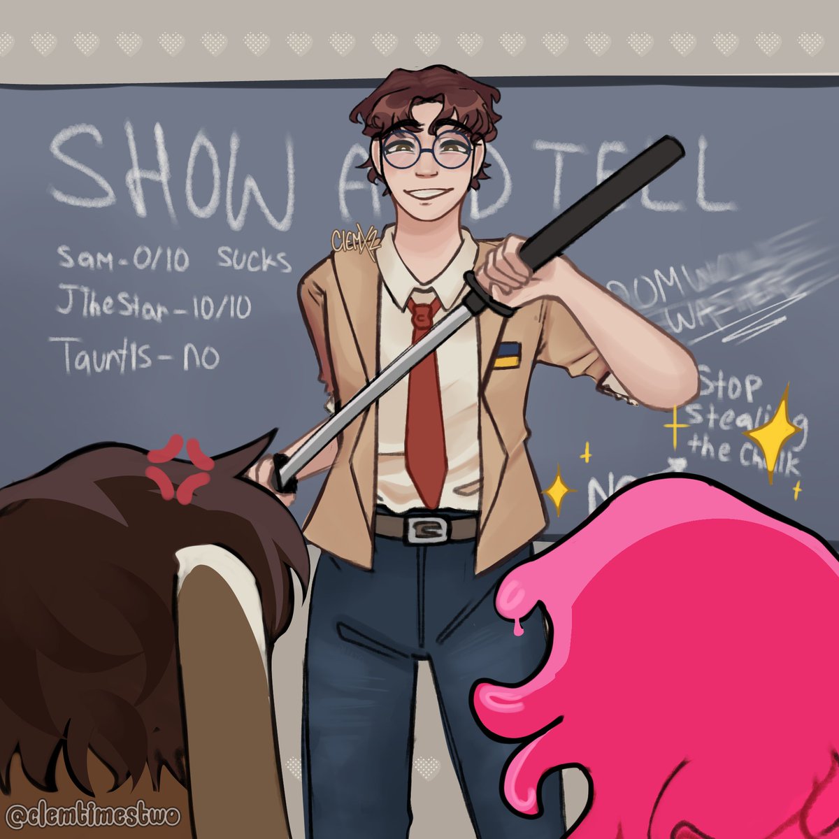 clemtimestwo's tweet photo. day 2 of yangust, show and tell with jthestar! i am NOT a background drawer BUT this piece lacked a little something special and so i whipped up a quick background to fill the void <3
.
#yhs #yhsfanart #yangust #yanderehighschool https://t.co/anQiPfZOoV