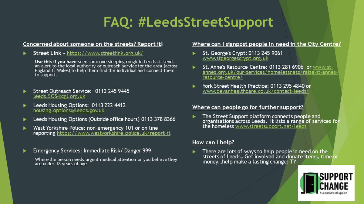 It's #WorldHomelessDay today. 

We're proud to be part of the #LeedsStreetSupport partnership, helping people move forward on their personal recovery journey.

streetsupport.net/leeds/
#SupportChange