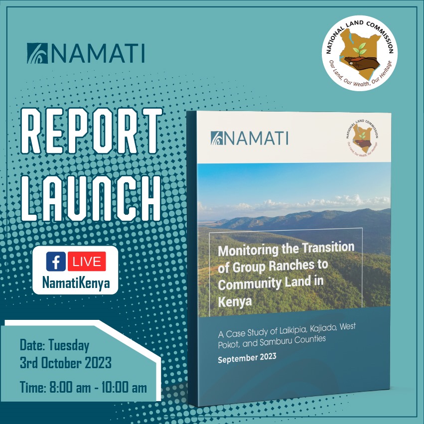 Announcing the launch our report - "Monitoring the Transition of Group Ranches to Community Land in Kenya".

The joint report with <a href="/NLC_Kenya/">National Land Commission</a>  evaluates the the progress of transitioning from former Group Ranches to Community Land.

Watch the LIVE🔴launch from 8-10 am EAT ⬇️