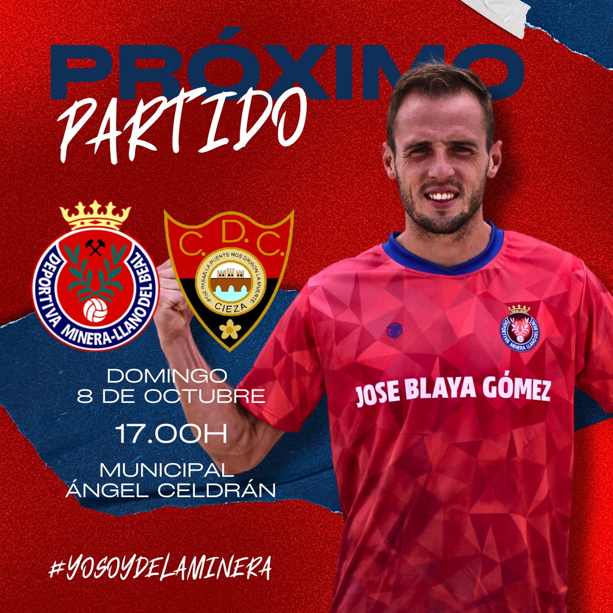 DeportivaMinera's tweet photo. 🚨 𝗛𝗼𝗿𝗮𝗿𝗶𝗼 𝗰𝗼𝗻𝗳𝗶𝗿𝗺𝗮𝗱𝗼 para un nuevo partido de la #DeportivaMinera

🏳️ Jornada 5 | Grupo XIII | Tercera RFEF.

🆚 @cdcieza_ 
📅 Domingo 8 de octubre.
🕔 17h.
📍 Municipal Ángel Celdrán.

⛏️ #YoSoyDeLaMinera https://t.co/h9TCIayKAm