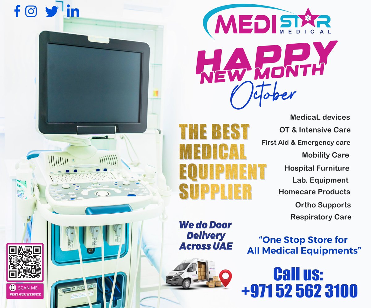 MedistarMedical's tweet photo. Happy New Month, For all Medical Equipments
💡Medical Devices
💡Examination &amp; Monitoring Equipments
💡Lab. Equipments
💡Diagnostic Devices
💡Mobility Care
💡Orthopedic Supports
💡Respiratory Care
💡Trolley &amp; Carts.Visit our WEBSITE
🔍website: https://t.co/bxWMRdLPam https://t.co/E3cmqnouRm
