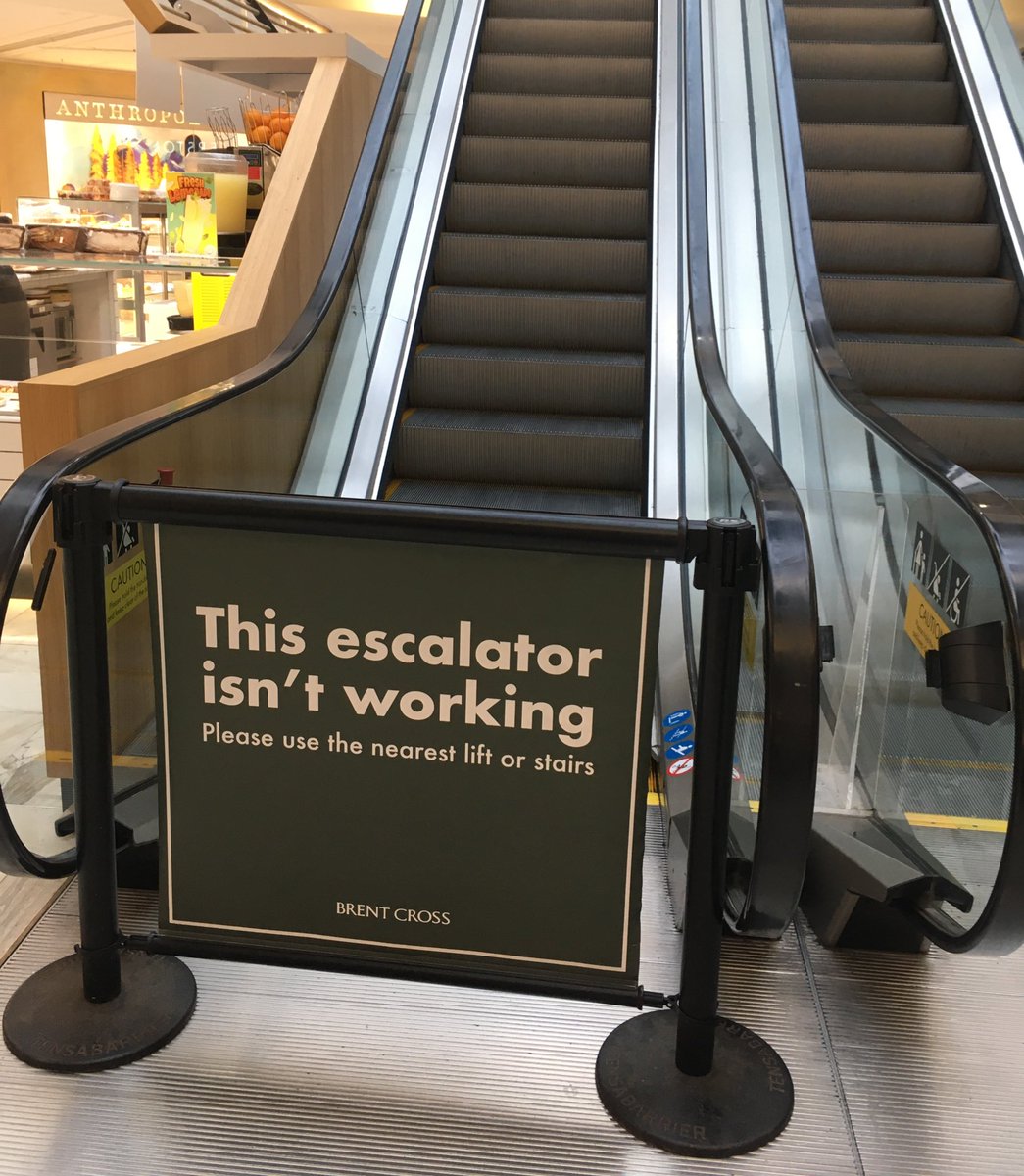 Hi @brentcross_sc. You know that when an escalator isn’t working it still functions as a staircase, right?