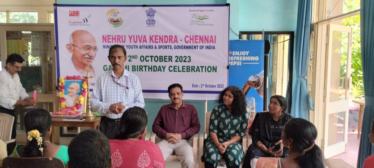 Celebration of Mahatma Gandhi's Birth Anniversary by Nehru Yuva Kendra Chennai(@NYKChennai). #GandhiJayanti #GandhiJayanti2023 #NYKSIndia