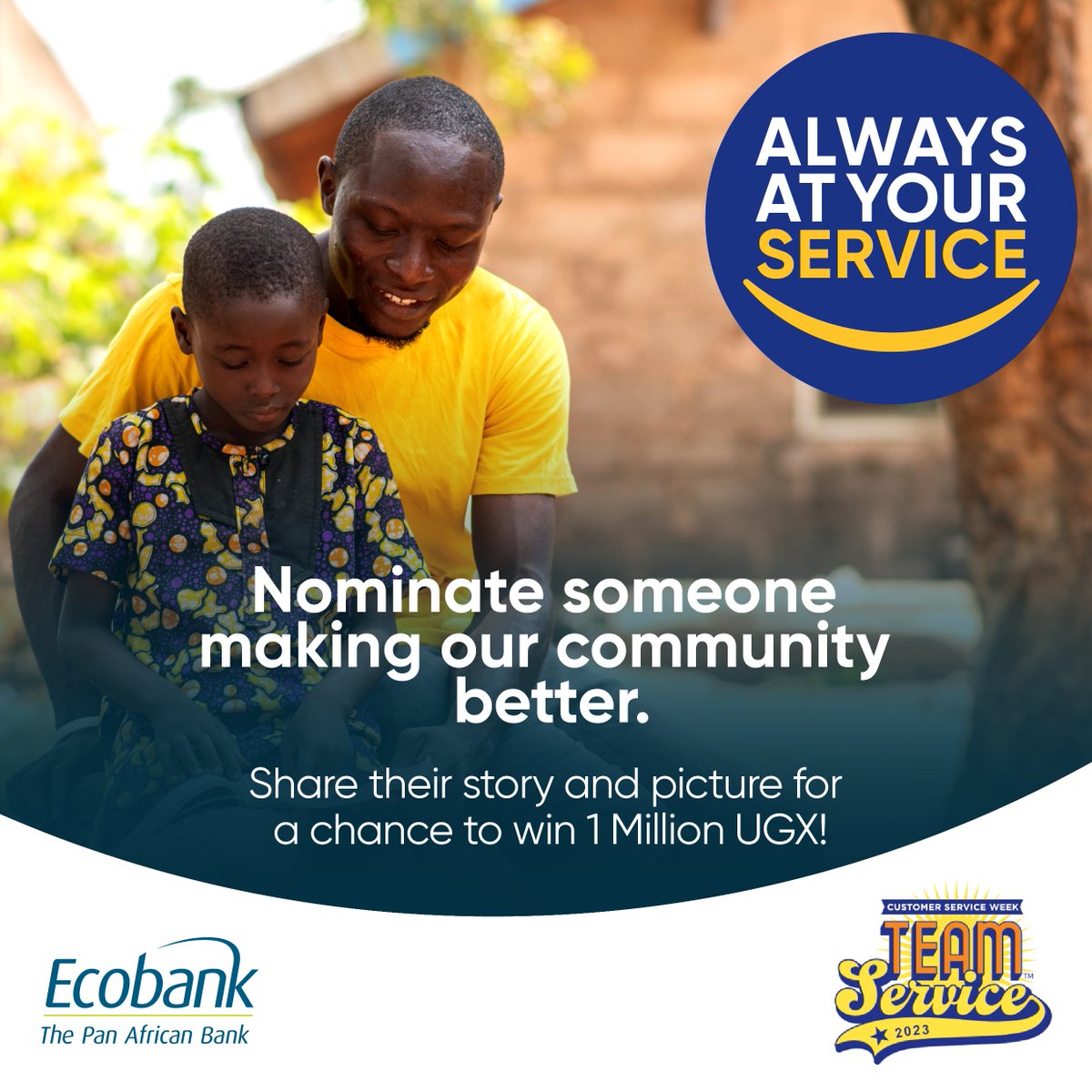 EcobankUganda's tweet image. Do you know someone who goes above and beyond for their community? Share their story with a picture of their outstanding work and nominate them with #TeamServiceEUG. The story with the most engagement stands a chance to win a million UGX this Friday. 
#GoForMore