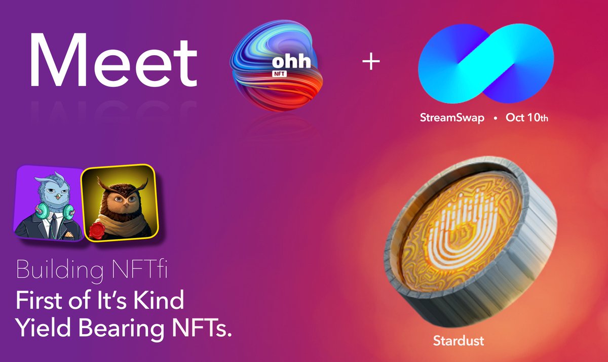 ohhNFT's <a href="/StreamSwap_io/">StreamSwap ⚡️⚡️</a> is happening Oct. 10th  

Supply only mined by NFTs. 
Highly deflationary tokenomics.  
200k $STRDST available to stream. 
No Presale. No Premine. No Team Tokens. 

Let's dive in 👇👇👇