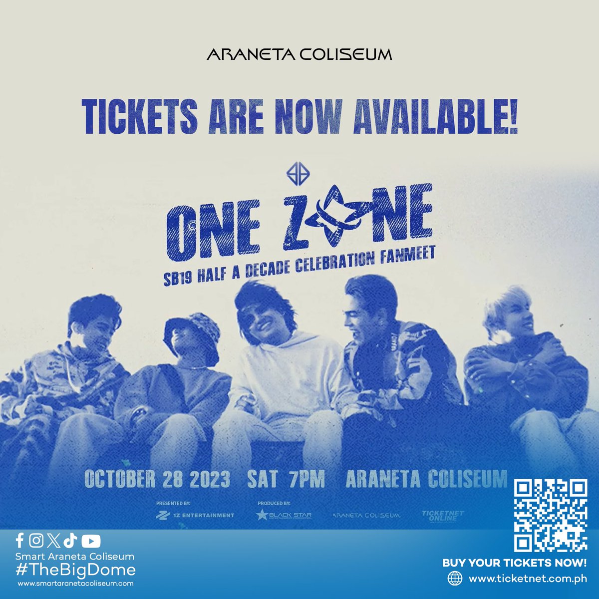 TICKETS FOR @SB19OFFICIAL #ONEZONE ARE NOW AVAILABLE 🎫 Get your tickets now through ticketnet.com.ph or via TicketNet outlets nationwide. #SB19OneZone #SB19 #SB19OneZoneAtTheBigDome #TheBigDome