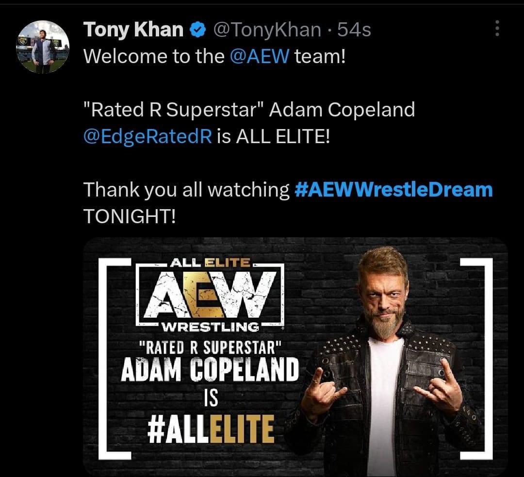 tinotime1996's tweet photo. #Edge is #AllElite 😱😱 #aew #aewwrestledream #live #ppv #foryou #aewdynam... https://t.co/xIo9eUbl4h via @YouTube https://t.co/e30853Ffmp