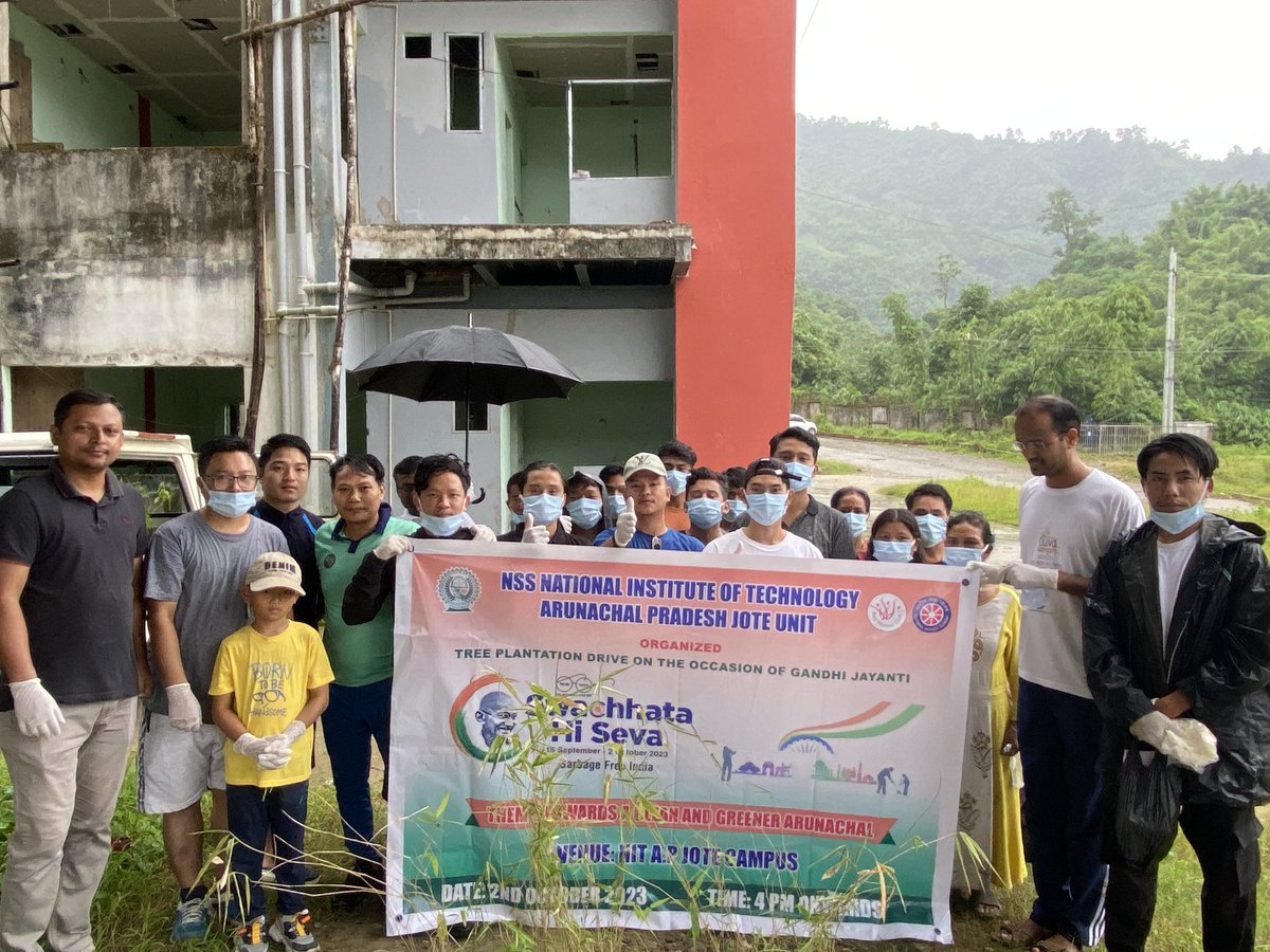 NssNitap's tweet photo. Plantation drive carried out at NIT Jote Campus by our team NSS NIT Arunachal Pradesh Unit to mark the occasion of 2nd October Gandhi Jayanti with the theme "International Non Violence Day"
SpecialCampaign3.0 #SwachhataHiSewa #SwachhBharat
#SpecialCampaign3.0
 #SwachhBharat https://t.co/7w9zkV4COO