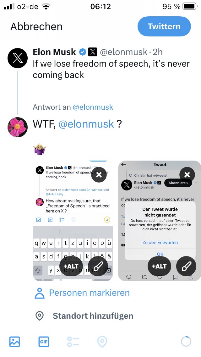 Freedom of speech seems to have been eliminated or somewhat, ehem, reduced here on X, @elonmusk