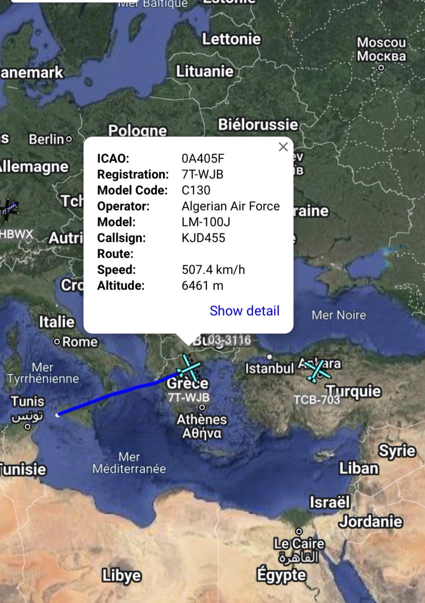 CH_LEBAD's tweet photo. Le 7T-WJB #AAF🇩🇿 est en vol au dessus de la Grèce 🇬🇷direction Istambul 🇹🇷
#KJD455 Lockheed LM-100J https://t.co/bN1WRtJAkl