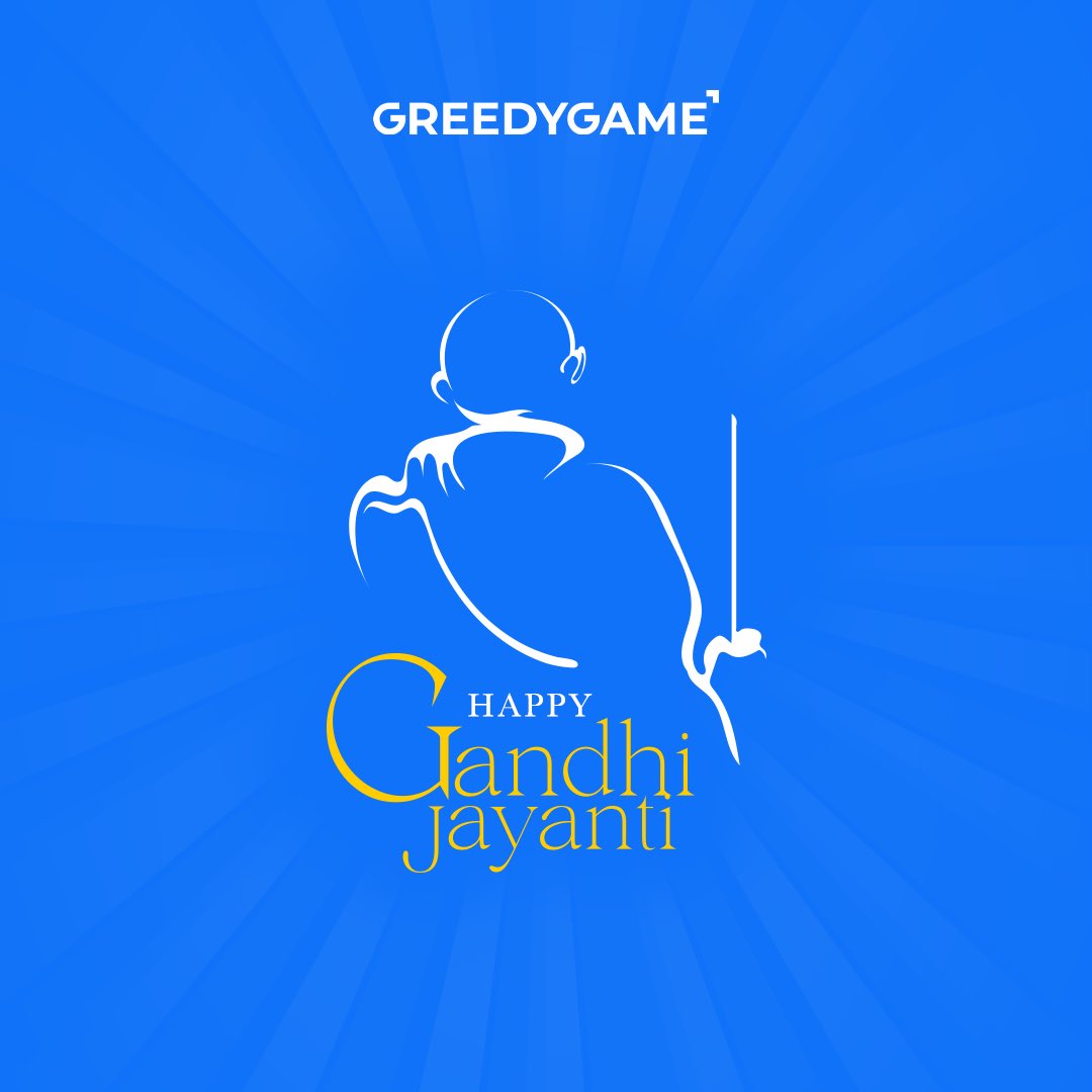 GreedyGameMedia's tweet photo. On this Gandhi Jayanti, let's recommit ourselves to the values of truth, justice, and equality. ✨

We pay tribute to his unwavering determination and spirit! 

#HappyGandhiJayanti! https://t.co/065HLn90aE