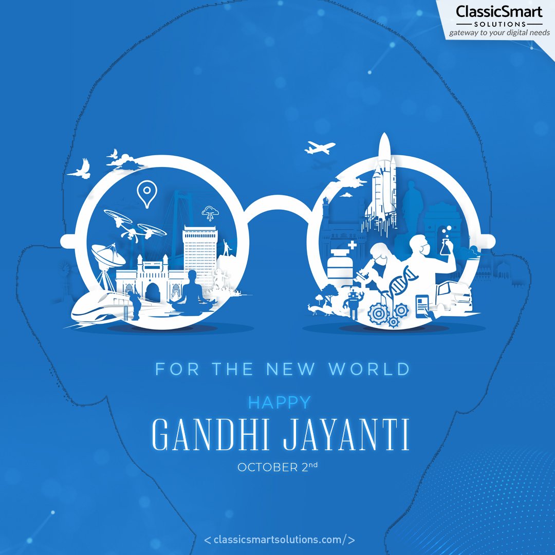 classicsmart9's tweet photo. Gandhi Jayanti is a reminder that even the smallest actions can create waves of change. #ClassicSmartSolutions wishes you a day of reflection and inspiration. 

#GandhiJayanti2023 #MahatmaGandhi #FatherOfTheNation #DigitalAgency #WebDevelopment #Designing #EcommerceDevelopment https://t.co/Q8xallJx93