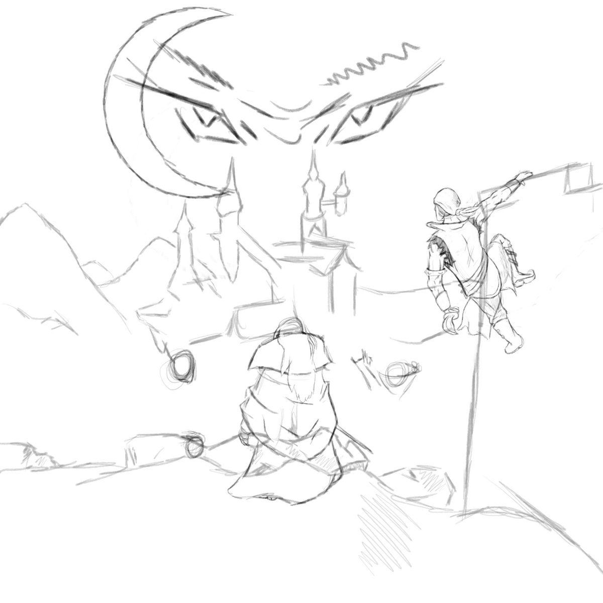 Mr_Sol0's tweet photo. Working on some Castlevania style box art featuring Trevor, Sypha, Grant, and Alucard https://t.co/jalYTDSfSU