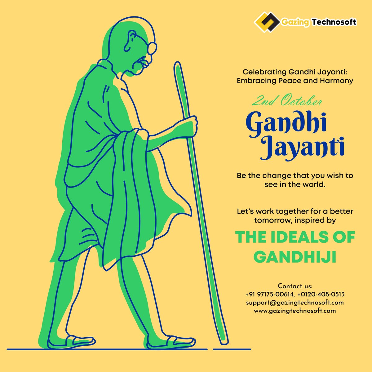 🌟 Celebrating the legacy of Mahatma Gandhi on his birth anniversary! Let's remember his teachings of peace, non-violence, and equality. 🕊️ Together, let's strive for a better world. Happy Gandhi Jayanti!
.
#GandhiJayanti #MahatmaGandhi #Peace #NonViolence #Equality #Inspiration