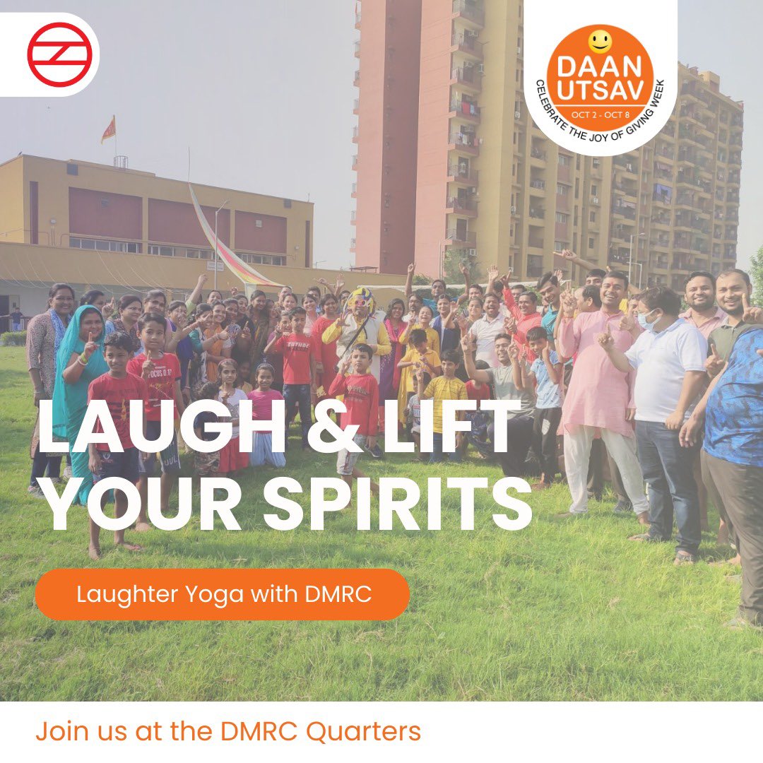 On the occasion of #DaanUtsav, Delhi Metro is organising activities like collection drives at 45 Metro Stations & DMRC’s residential colonies, laughter yoga sessions, free joyrides, Metro museum visits & puppet shows. Join #DelhiMetro from 2-8 October 2023 for Festival of Giving.