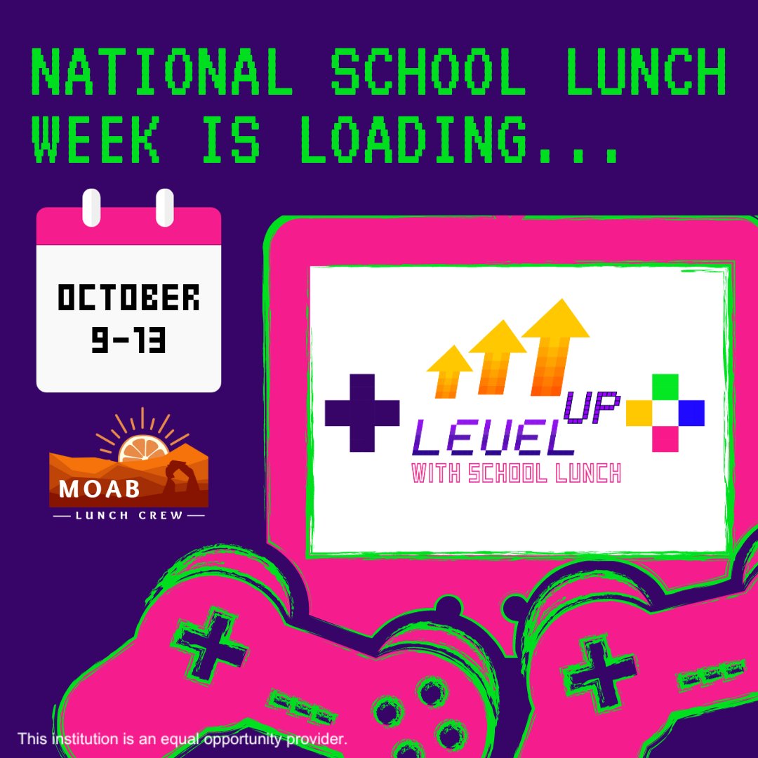 moablunchcrew's tweet photo. 📢 #NSLW23 is just a warp zone away! Get hyped by practicing your gaming skills in the lunchline for National School Lunch Week. 🍽🕹️

@grand_district #MoabUT #MoabUtah #MoabCity #Moab #UTSchools #GrandCounty https://t.co/4bJNIZGX0j