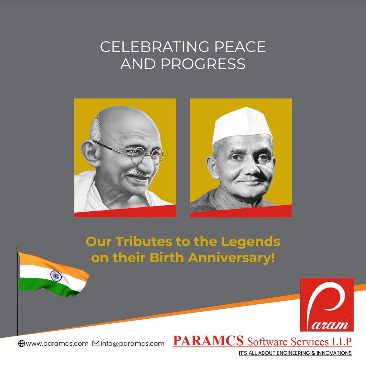 paramcs's tweet image. Remembering the two great souls who played pivotal roles in India's journey to independence and progress. 🇮🇳✨ Happy Gandhi Jayanti and Lal Bahadur Shastri Jayanti! 🙏 
#MahatmaGandhi #LalBahadurShastri #GandhiJayanti #ShastriJayanti #LegendsOfIndia #FreedomFighters