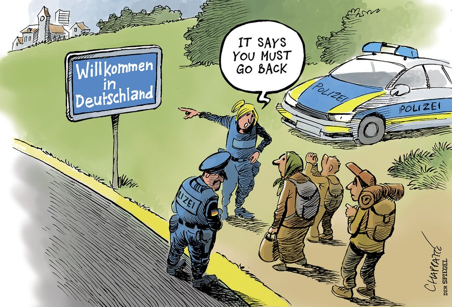 Mehr Grenzkontrollen in Deutschland (Cartoon von Chappatte)