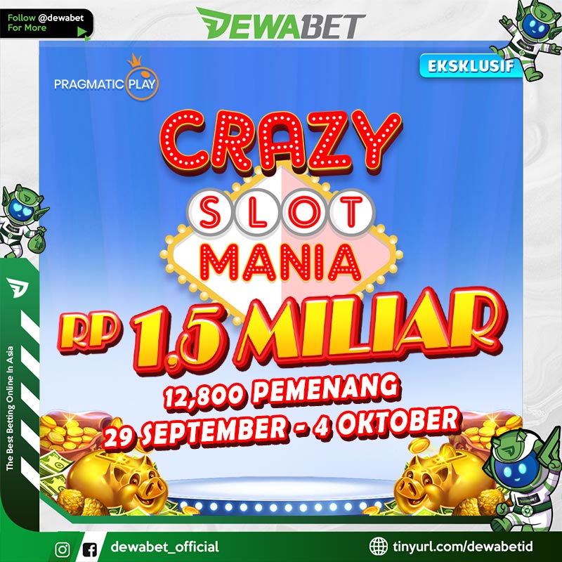 ODewabet's tweet photo. Segera mainkan dan menangkan hadiahnya Semua bisa jadi jutawan di DEWABET 💸💸 Saatnya mainkan Crazy Slot Mania eksklusif dari Pragmatic Play! Menangkan total hadiah 1,5MILYAR untuk 12.800 pemenang. Periode promosi belaku 29 September- 4 Oktober 2023. https://t.co/FjqSXBVMBp