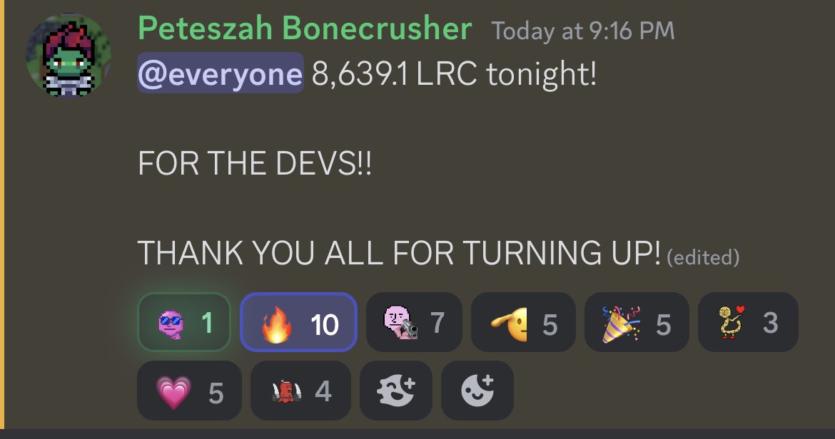 LooperLands's tweet image. 4 hours.

8,600+ LRC.

The @loopringorg community shows up for their devs! 

Thank you for everyone who showed up to the dev auction to support gaming and developing #OnLoopring

There’s not a better community to build the future than @loopringorg!