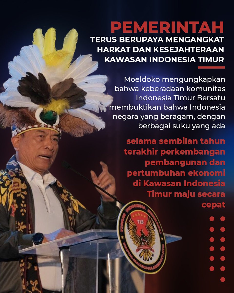 WhoossNews's tweet photo. Tokoh Pemersatu Perdamaian Indonesia Timur, Moeldoko: Garda Terdepan.

KSP Moeldoko didapuk sebagai Tokoh Pemersatu Perdamaian Indonesia Timur pada Silaturahmi Kebangsaan Timur Indonesia Bersatu di Jakarta, Sabtu (30/9/2023).

#MoeldokoPenjagaNKRI 
@Dr_Moeldoko https://t.co/syGSiAq784