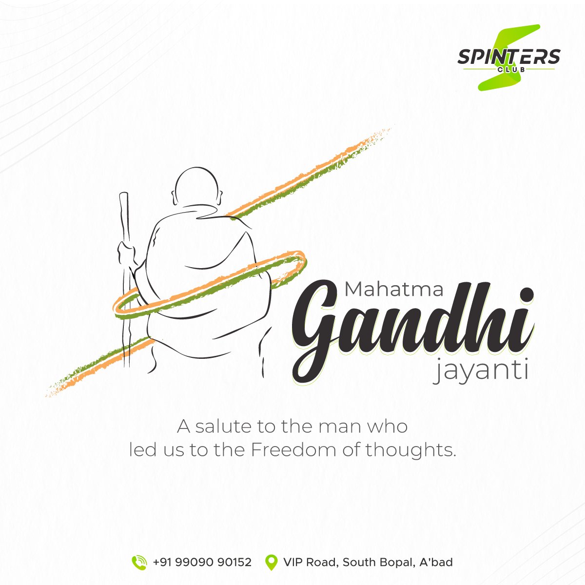 Spintersclub's tweet photo. Mahatma Gandhi Jayanti!
A salute to the man who led us to the freedom of thoughts.

#SpintersClub #GandhiJayanti #Gandhi #MahatamaGandhi #India https://t.co/8h7JbY6YCB