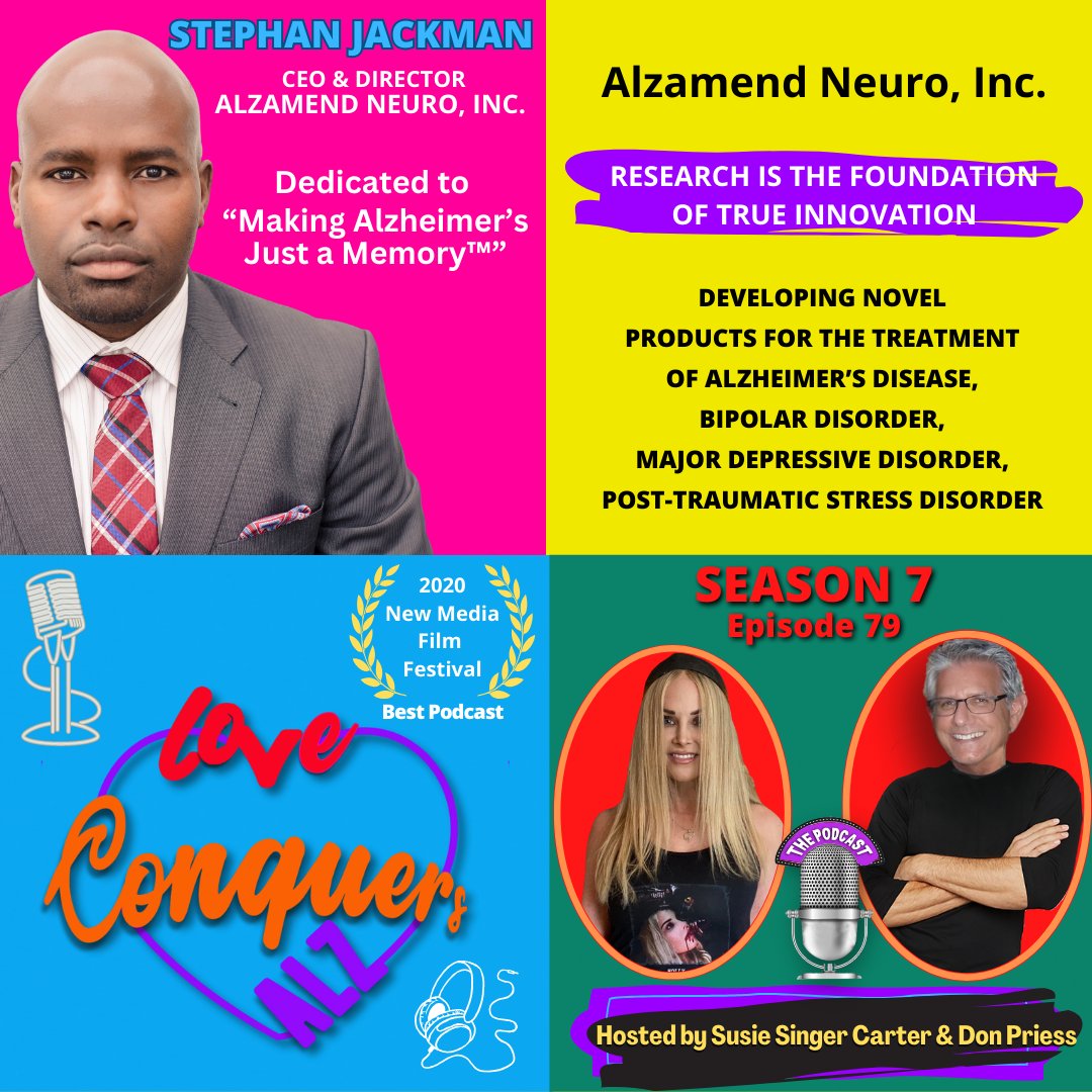 Love Conquers Alz -Best Podcast ‘20 - New Media FF (@loveconquersalz) on Twitter photo EP 79 - <a href="/DonPriess/">Don Priess</a> & I had an inspiring interview w/<a href="/StephanJackman/">Stephan Jackman</a> - CEO <a href="/AlzamendNeuro/">Alzamend Neuro, Inc.</a> re: a new lithium-based drug that offers hope to Alz patients. youtu.be/IuXbjJofMpE?si… EP 79 - <a href="/DonPriess/">Don Priess</a> & I had an inspiring interview w/<a href="/StephanJackman/">Stephan Jackman</a> - CEO <a href="/AlzamendNeuro/">Alzamend Neuro, Inc.</a> re: a new lithium-based drug that offers hope to Alz patients. youtu.be/IuXbjJofMpE?si…