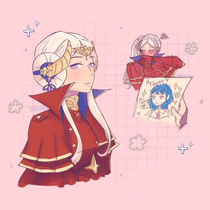 day 5 of my october art trades!! timeskip edelgard for   plus a little edeleth doodle on the side#FE3H #FireEmblemThreeHouses 
