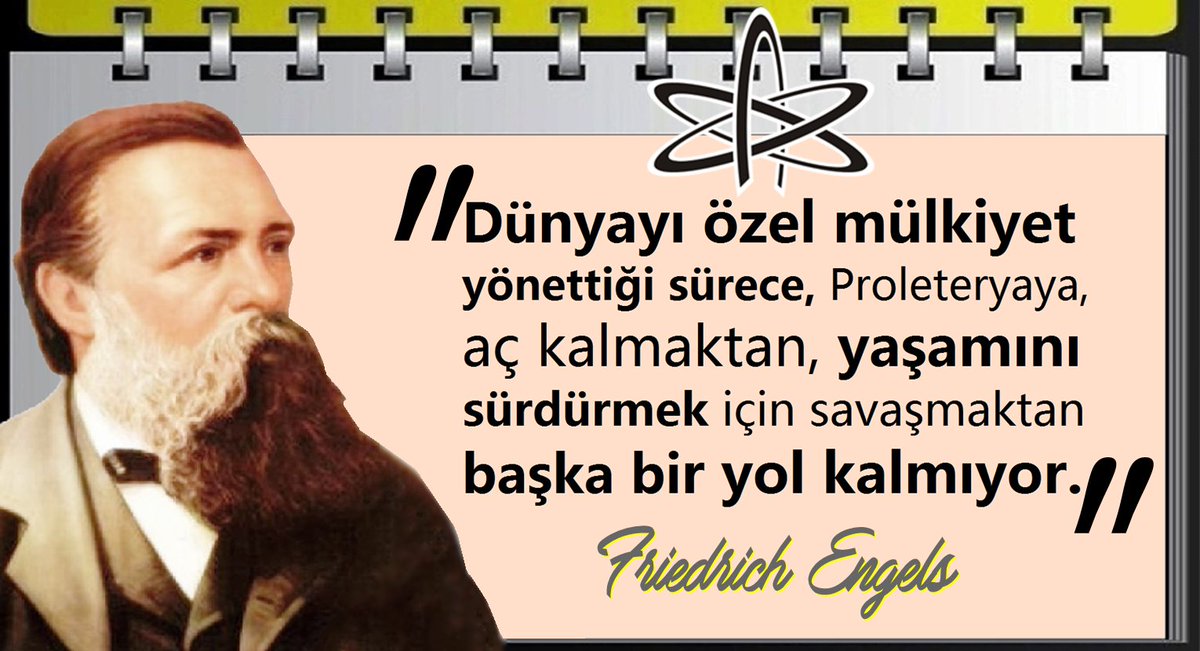 temeldemirer's tweet photo. #FriedrichEngels HATIRLATIYOR

"Dünyayı özel mülkiyet yönettiği sürece, Proleteryaya, aç kalmaktan, yaşamını sürdürmek için savaşmaktan başka bir yol kalmıyor." (Friedrich Engels)

#Engels200
#Engels
#EngelsWeek
#KomünistManifesto174
#komuenistmanifesto https://t.co/1djG2cuq9H
