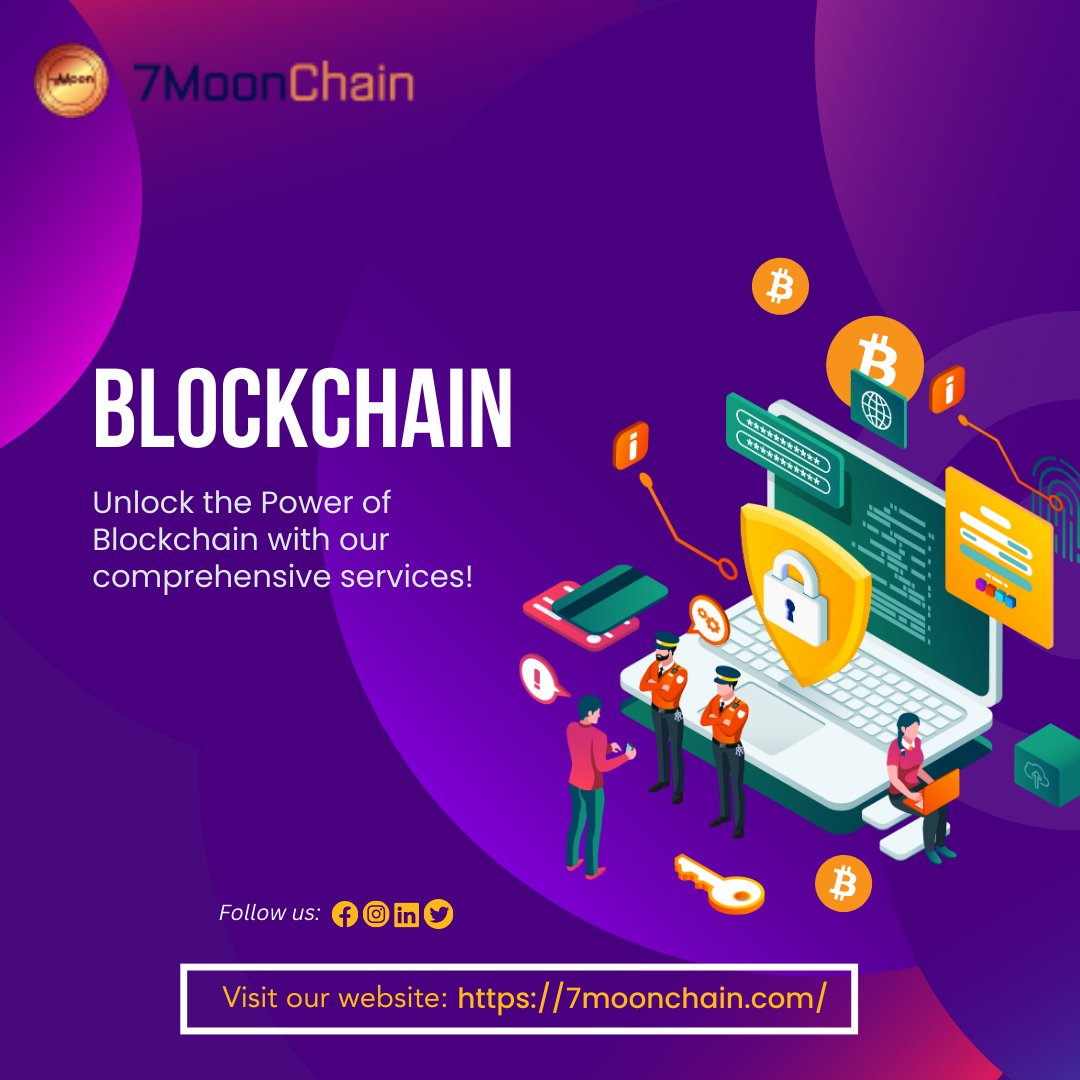 7moonchain's tweet photo. Unlock the power of blockchain with our comprehensive services!
Our team of blockchain enthusiasts is ready to turn your innovative ideas into reality.
Visit: https://t.co/OiFPuv9dPk
#7moonchain #Blockchainservices #BlockchainSolutions #SecureYourFuture https://t.co/7vOxNQcGzW