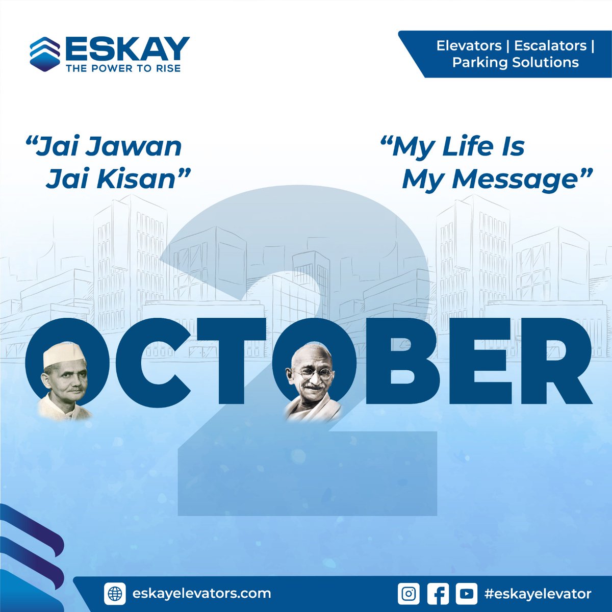 eskayelevators's tweet photo. Eskay Elevators salutes the legacy of Lal Bahadur Shastri and Mahatma Gandhi on this special day. Let's elevate India together!

#LalBahadurShastri #MahatmaGandhi #GandhiJayanti #ShastriJayanti #EskayElevators #IndiaTogether #LegacySalute #PeaceLeaders #Inspiration #ElevateIndia https://t.co/zPJxbQJCmR