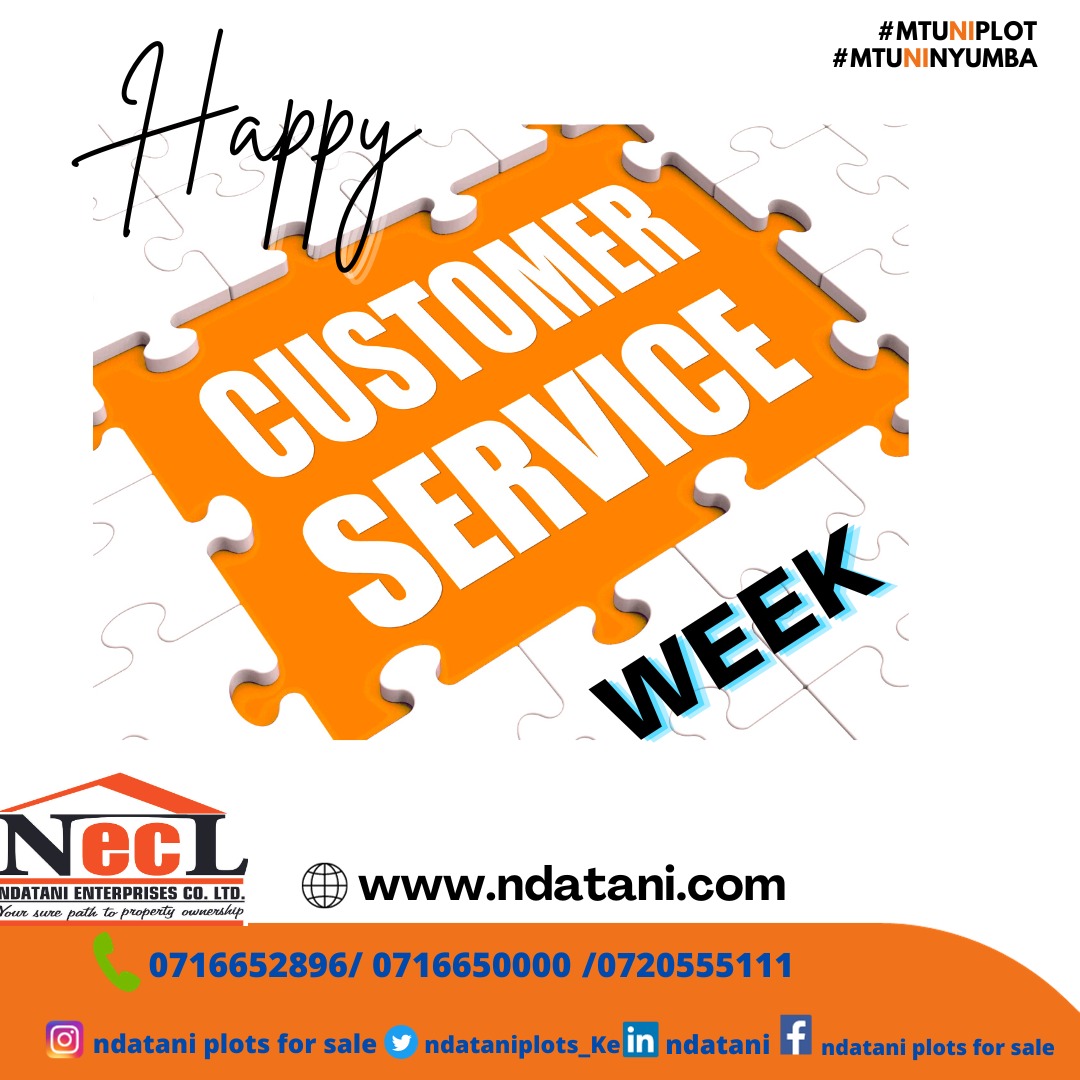 ndataniplots_Ke's tweet photo. Happy customer service week we are greatful for having you as part of our family.
We promise to always serve you with passion and professionalism each and every time
https://t.co/rPXZysdMNc
#MtuNiPlot
#plotsforsale
#Investment
Make your plot investments inquiries on 0716652896 https://t.co/R8nJseU9oc