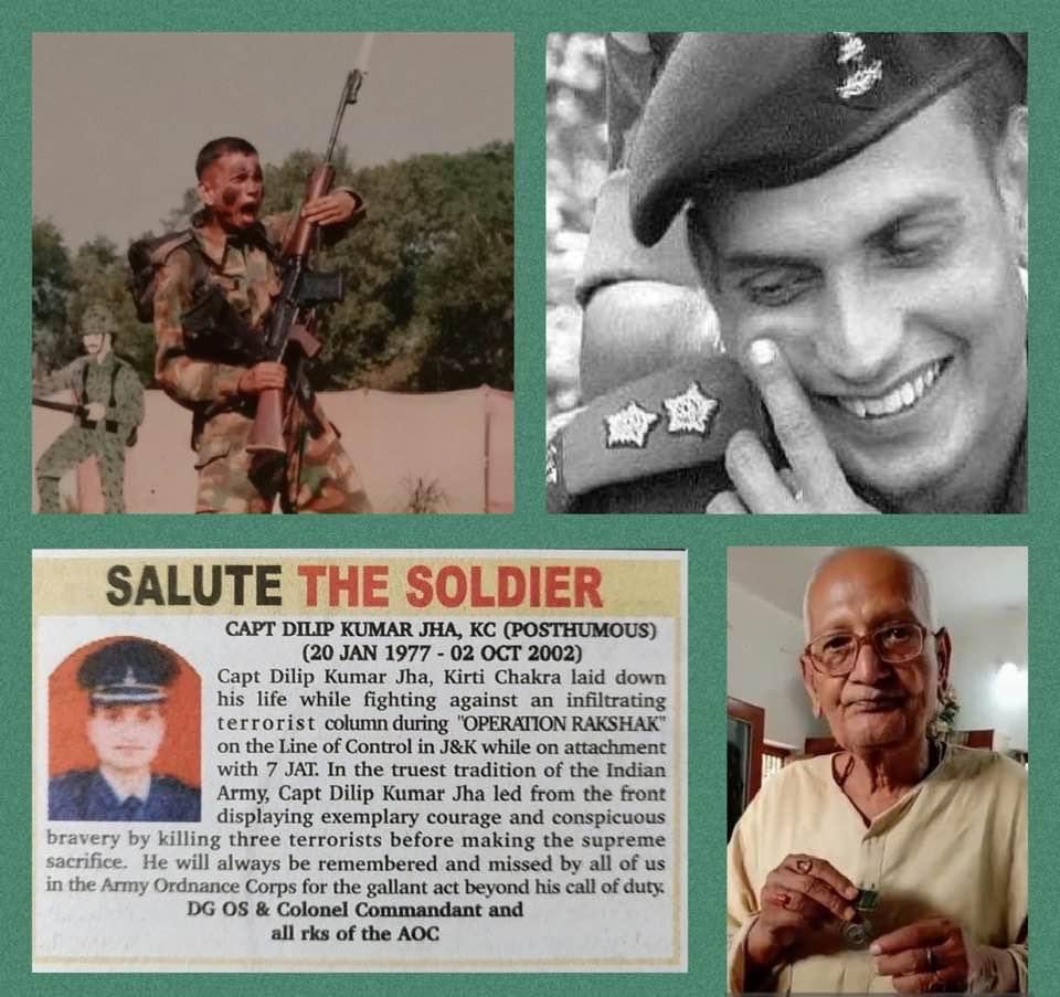 priority_n's tweet image. After loosing wife, Nathuni Jha uncle raised 2yrs boy single handedly,
ensured he turns fine young man to protect Motherland.
Received him back wrapped in #Tiranga
On Oct 2,2002.Homage to,

CAPTAIN DILIP KUMAR JHA
KIRTI CHAKRA
7 JAT/AOC

on his Balidan Diwas today
#KnowYourHeroes