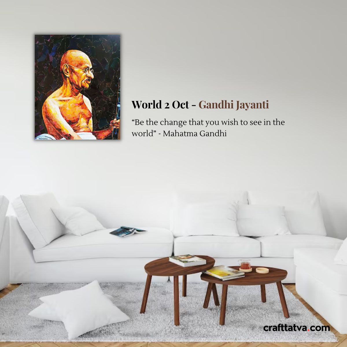 CraftTatva's tweet photo. In a gentle way, you can shake the world. - Mahatma Gandhi 🕊️🌍 #GandhiJayanti #NonViolence https://t.co/Nf1fpaHmLr