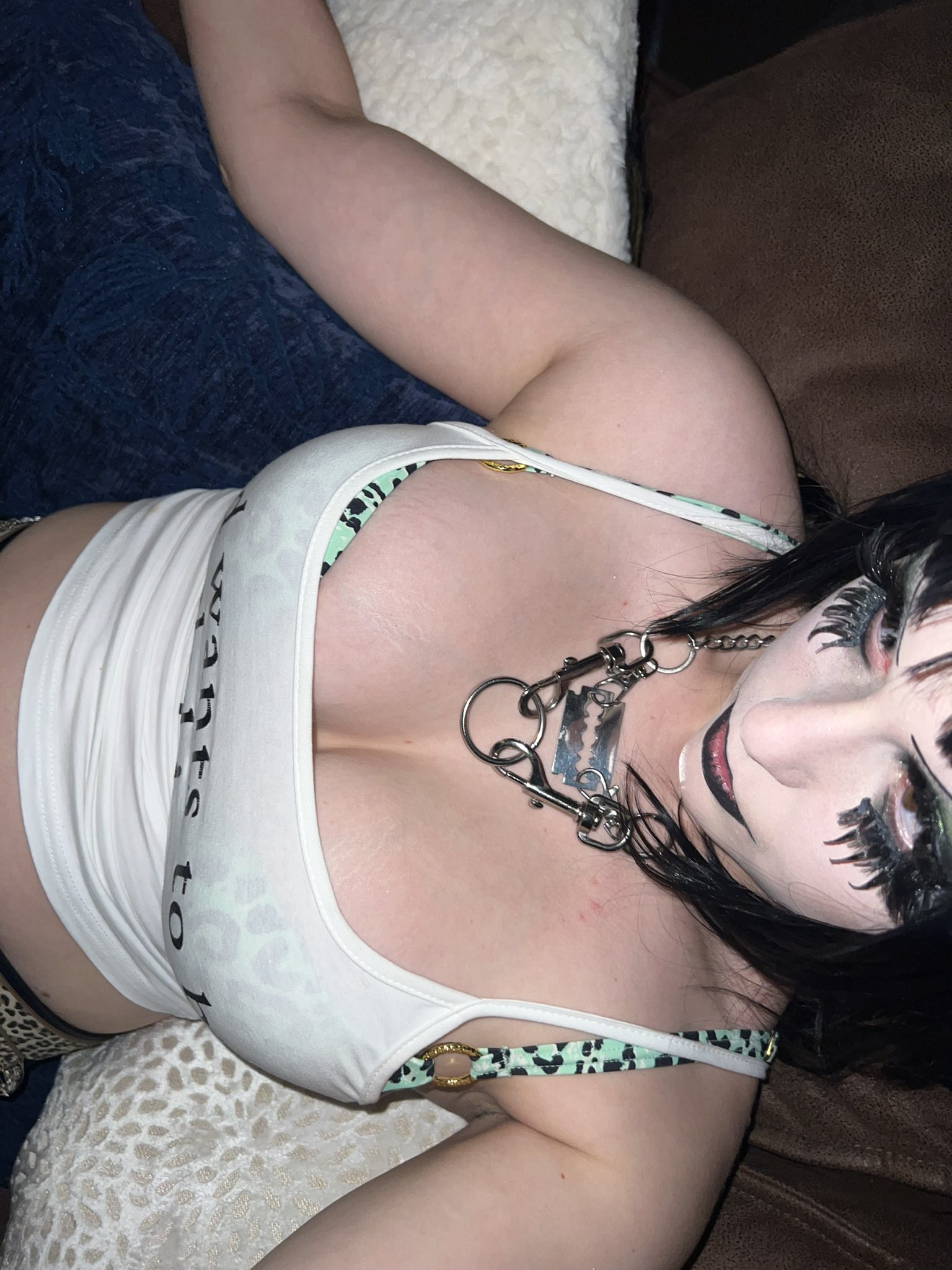 A seductive pose a hand provocatively placed inviting a closer look