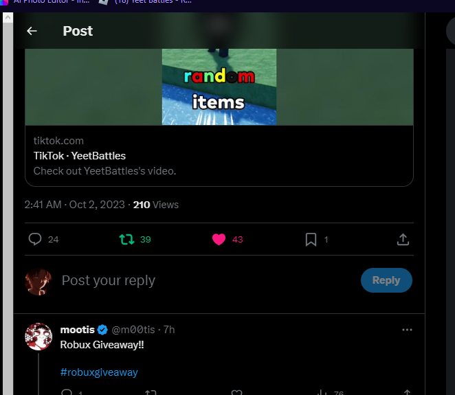 AliyanPlayz's tweet photo. @YeetBattles Username of roblox: PoisonedClown
discord username: poisonedclown ( all steps done ) https://t.co/o2B146hLiY
