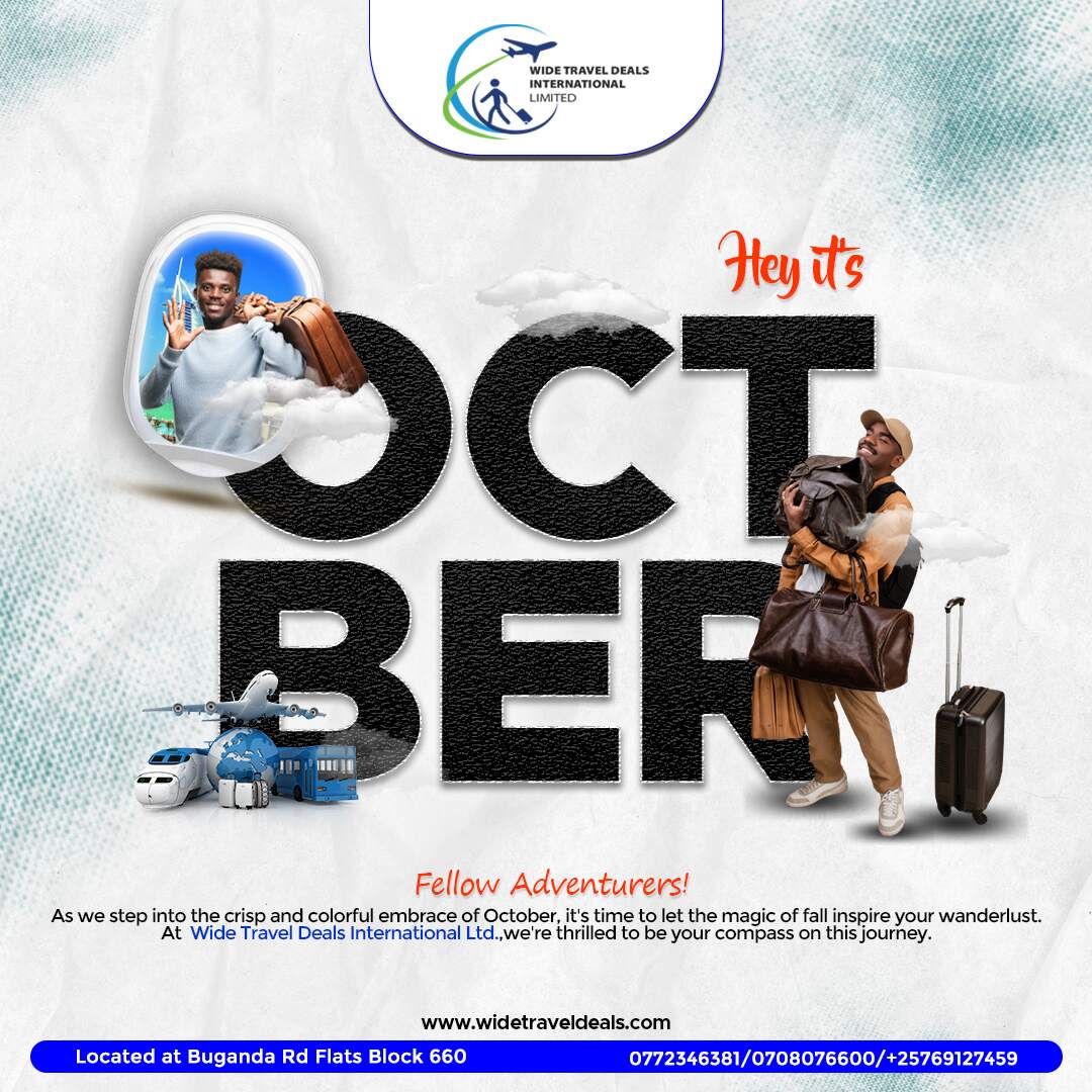 Happy new month🥰✈

It's a new month with discounted deals on our services of Air ticketing, Holiday Packages & Visa Assistance.
#toursandtravel #BestDealsInTown #kampala #Uganda #tourist #travelagency #VISA #AirTicketing #travelinsurance #widetraveldeals #NewMonth