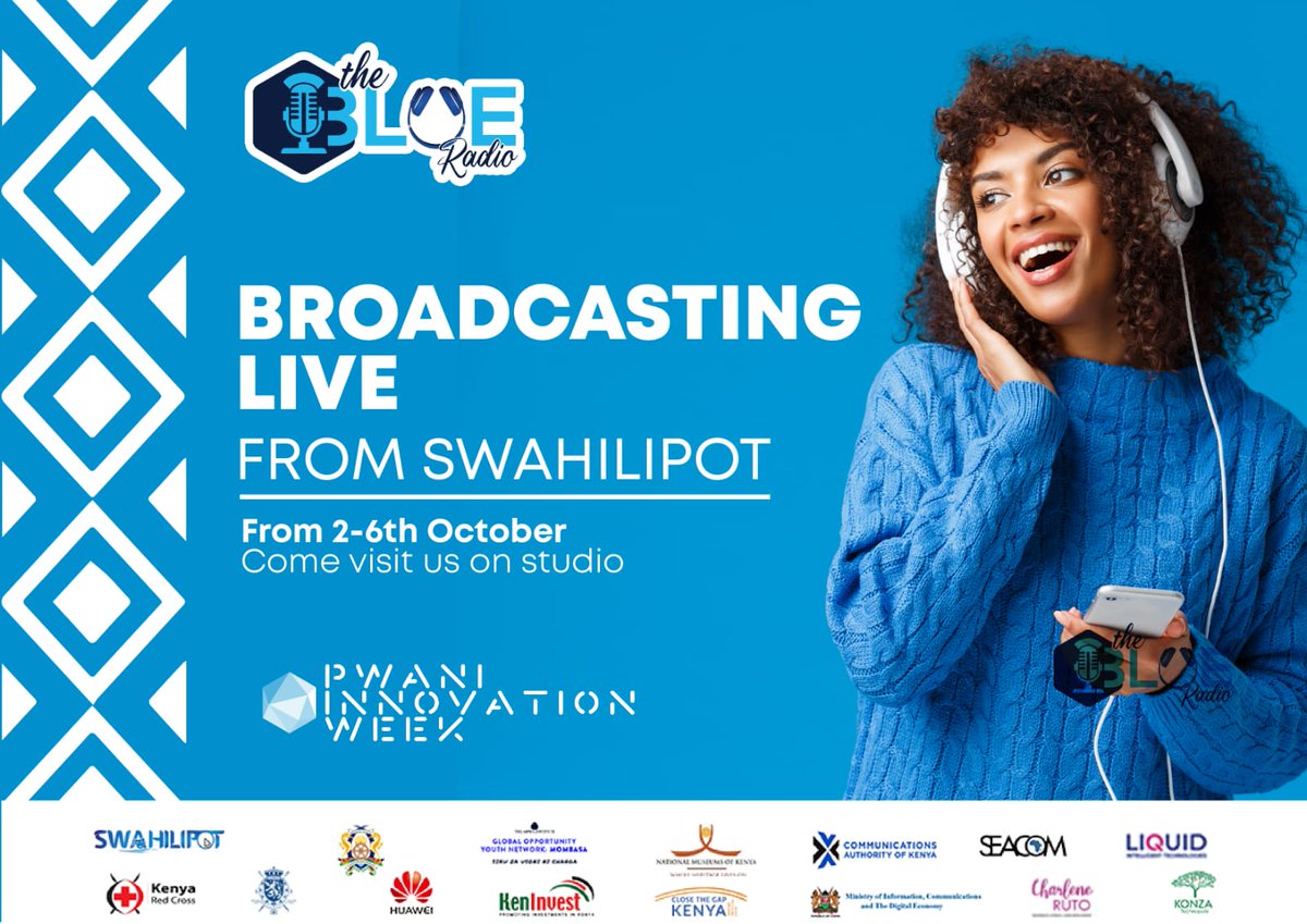 Blue radio will be broadcasting live and directly from the heart of Swahili Pot hub from 2nd - 6th October. Tune in at blueradio.co.ke
#PwaniinnovationWeek #PIW2023 #Mombasa
