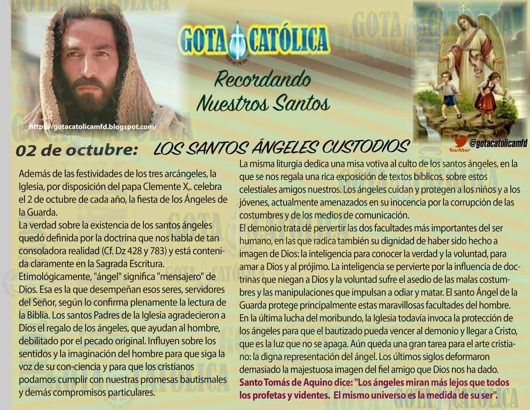 gotacatolicamfd's tweet photo. #santosangelescustodio #angeldemiguarda #angeles #buenosdias
Santos Ángeles Custodios – 2 de Octubre 😇🙌💜
El Catecismo de la Iglesia Católica enseña que la existencia de seres espirituales, no corporales que la Sagrada Escritura llama habitualmente ángele es una verdad de fe https://t.co/MYmFGYKWM3