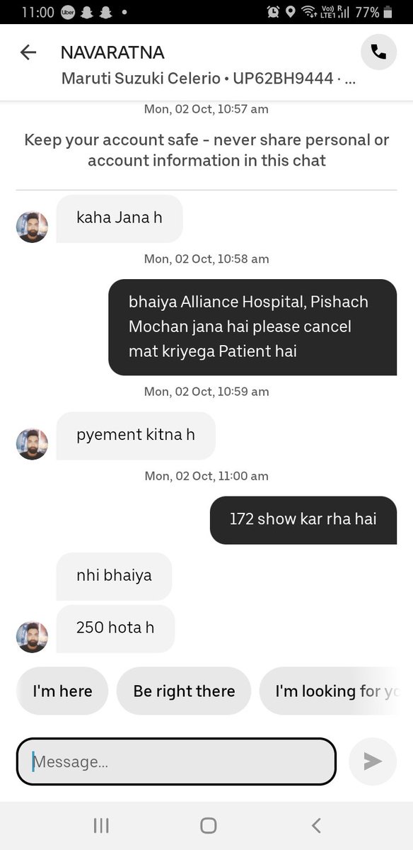 iammdk23's tweet photo. @Uber_India is this your service? The Fare was showing 172 and he asked me to pay the 250. After knowing that we have to go to the hospital! Pathetic! I need strict action against this.
@Uber_Support @UberINSupport https://t.co/AHZ4phHF9d
