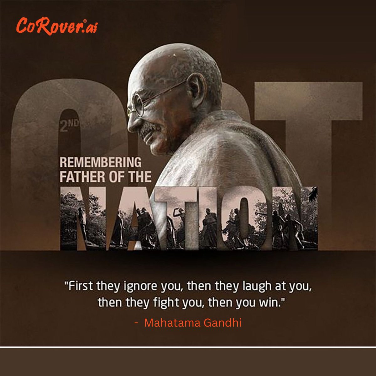 CoRover_App's tweet photo. On this Gandhi Jayanti, we find inspiration in Mahatma Gandhi's timeless wisdom: 'Be the change you wish to see in the world.'

#GandhiJayanti #MahatmaGandhi #Leadership #Inspiration #CoRover https://t.co/FKbt8b7z24