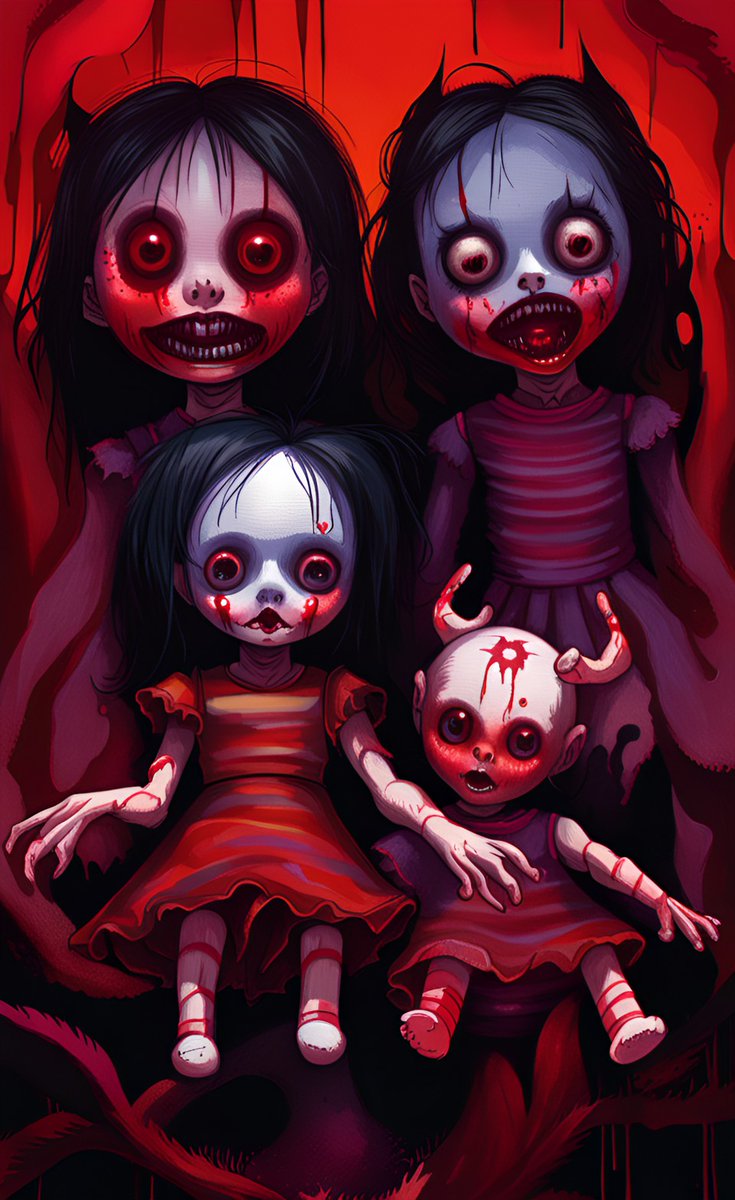 finalgamer89's tweet photo. OCTOBER HALLOWEEN CHALLENGE
Day #2 - Creepy Dolls
Art prompts from @Elle_Artist__
#creepydolls #artprompts #artprompt #art #aiart #halloween #horror #demonictoys #killerdolls #evildolls #HorrorArt #AIArtCommuity #AIArtwork #AIArtGallery #AIArtistCommunity #dolls https://t.co/MnbZPiQiWU