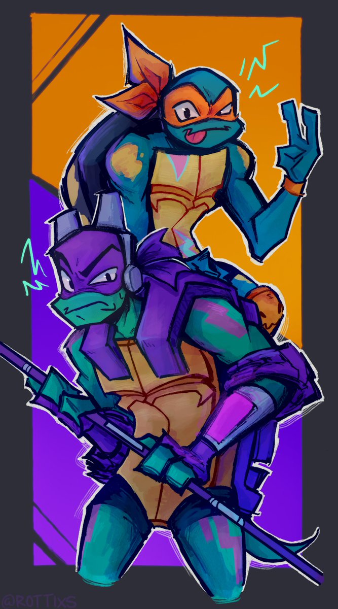 rottixs's tweet photo. THE duo,, #rottmnt #SaveROTTMNT 
( i still have artblock ) https://t.co/jzkYEHXewS