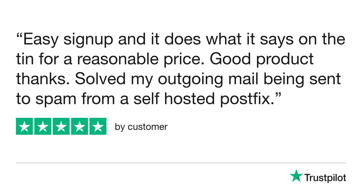 A verified customer gave ImprovMX 5 stars via <a href="/Trustpilot/">Trustpilot</a> trstp.lt/KlLOsteQp